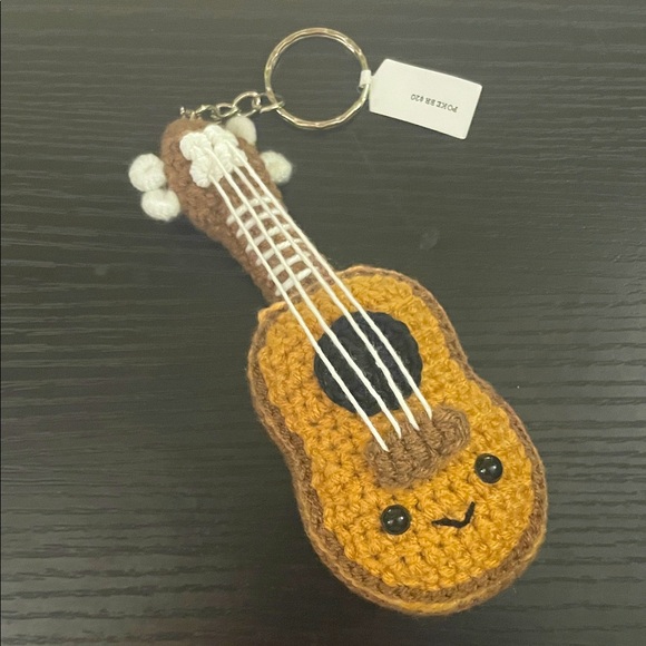 Crochet Ukulele Guitar Keychain - Picture 1 of 7